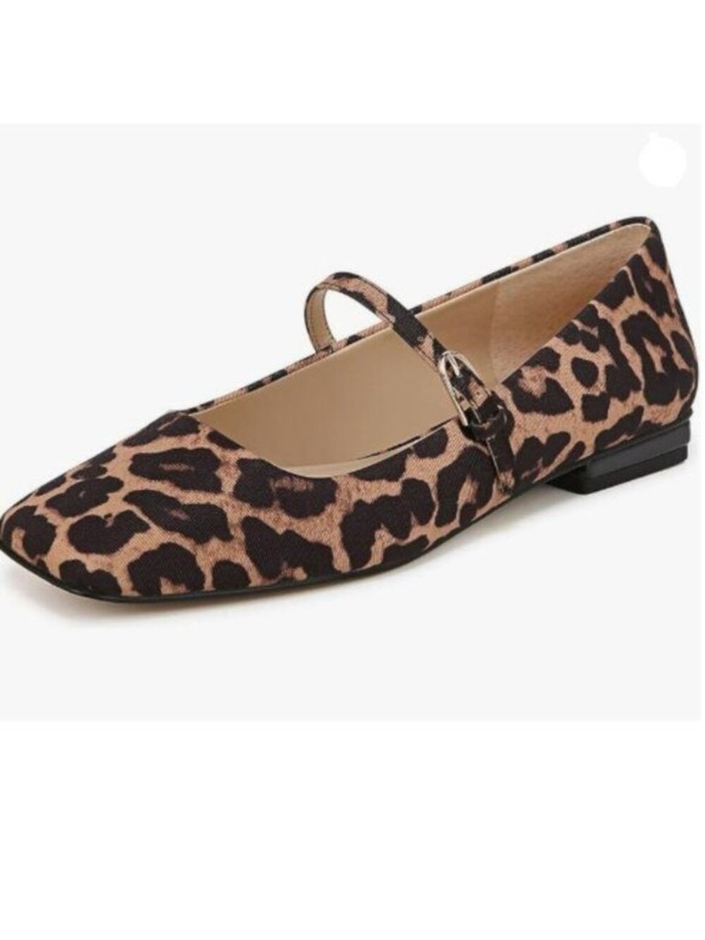 Milooey shoes Women's Closed Square Toe Mary Jane Flats Chunky Low Heels Leopard